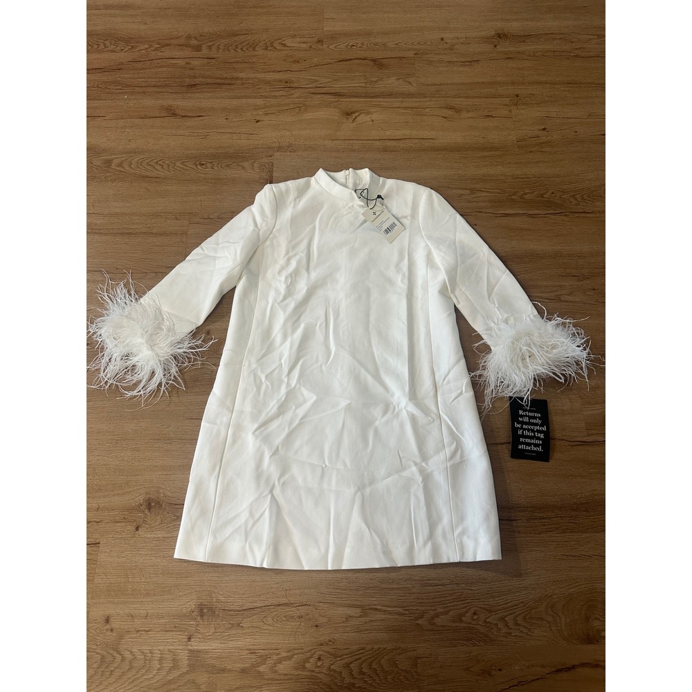 Tuckernuck White Feather Mod Ellie Dress Mock Neck Mini Shift NYAP-12-D376 M